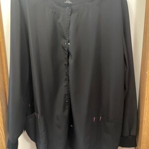 Black Women's Button-Front Scrub Jacket - Scrubstar